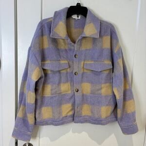 Acoa Lavender Plaid Cropped Shacket Medium